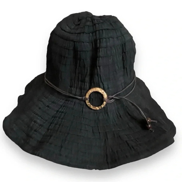 Black Adjustable Brim - Wide Brim Sun Hat - Adult One Size - Picture 8 of 11
